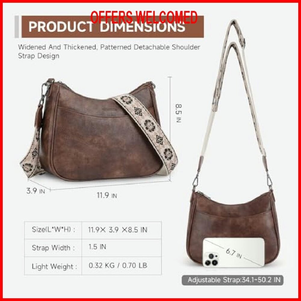 Trendy Vegan Leather Crossbody Purse with Adjustable Strap, Spacious Design - Picture 7 of 8